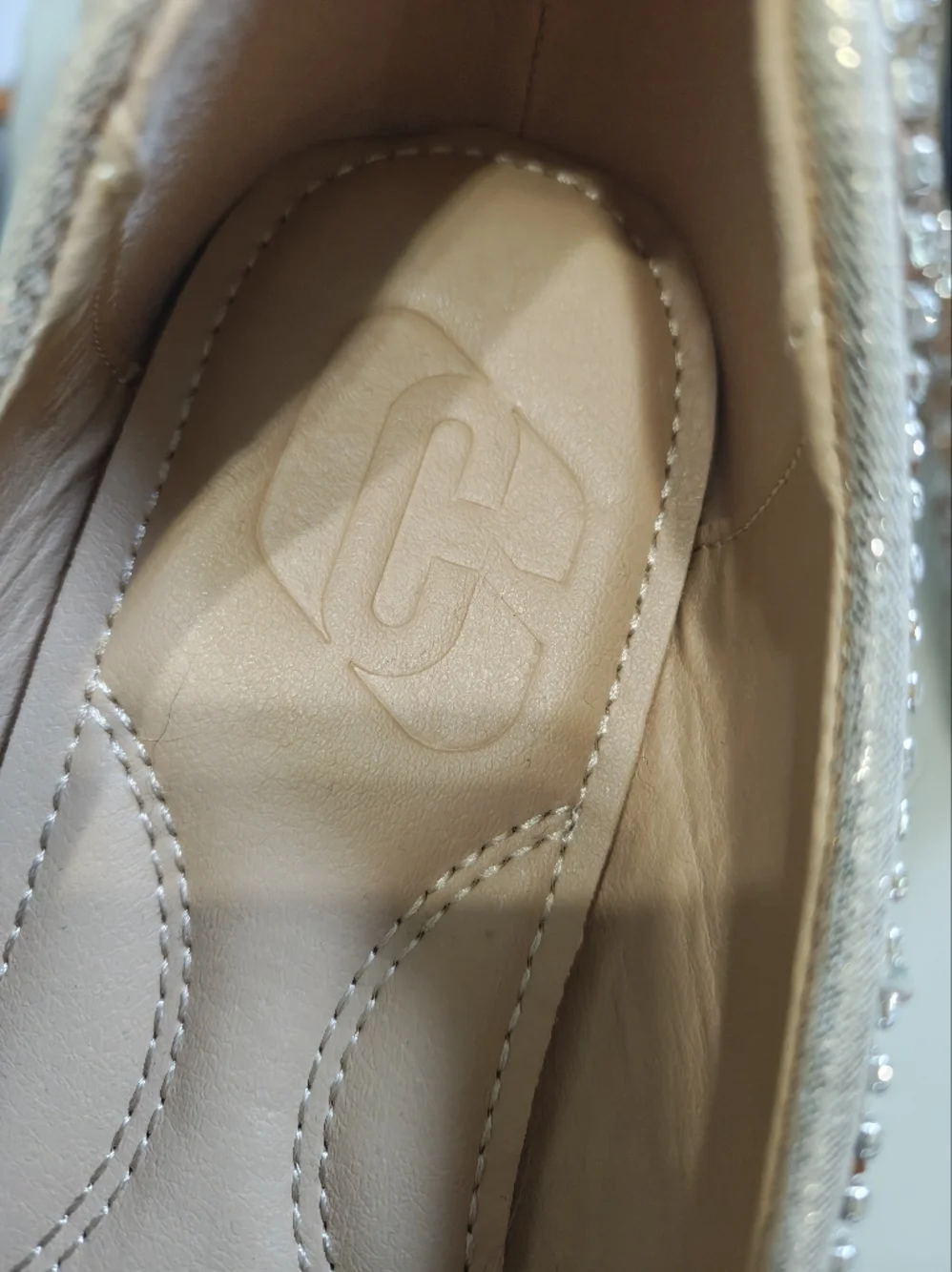 Embellished Rose Gold Pointed Toe Flats NWOT 39